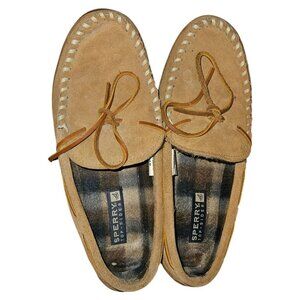 Sperry Womens Top-Sider Suede Moccasin Slippers Size 9M Tan